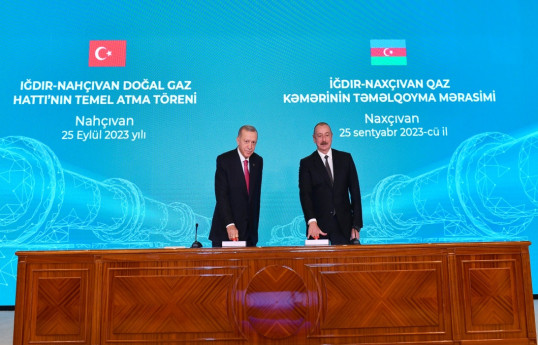 President Ilham Aliyev and President Recep Tayyip Erdogan attended groundbreaking ceremony for Igdir-Nakhchivan gas pipeline-UPDATED-1 