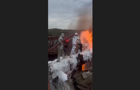 Azerbaijan's Ministry of Emergencies: Fire at the gas station near Khankendi extinguished-VIDEO 