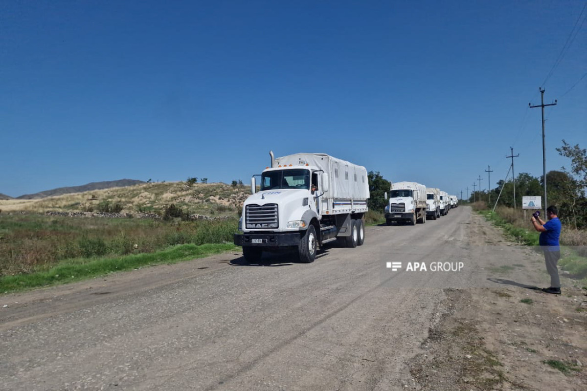 53 vehicles of Azerbaijan’s Ministry of Emergency Situations depart from Aghdam to Khojaly to set up field hospital