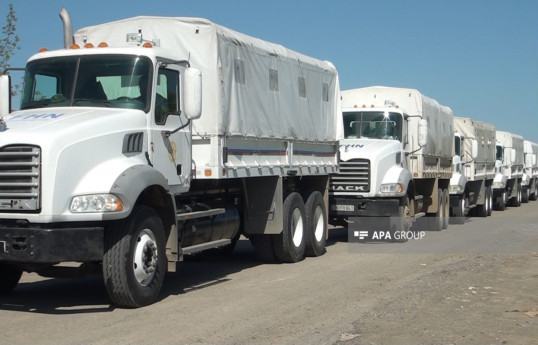 53 vehicles of Azerbaijan’s Ministry of Emergency Situations depart from Aghdam to Khojaly to set up field hospital
