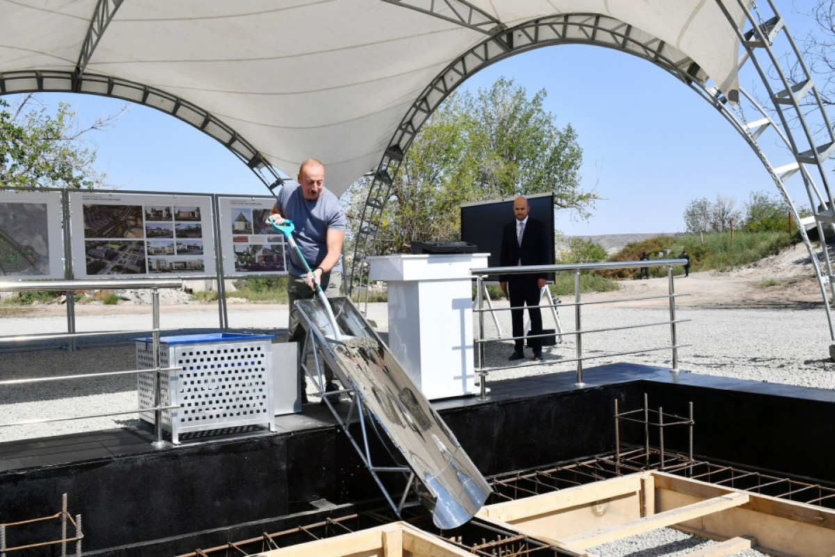 President Ilham Aliyev laid foundation stone for Alibayli village, Zangilan district