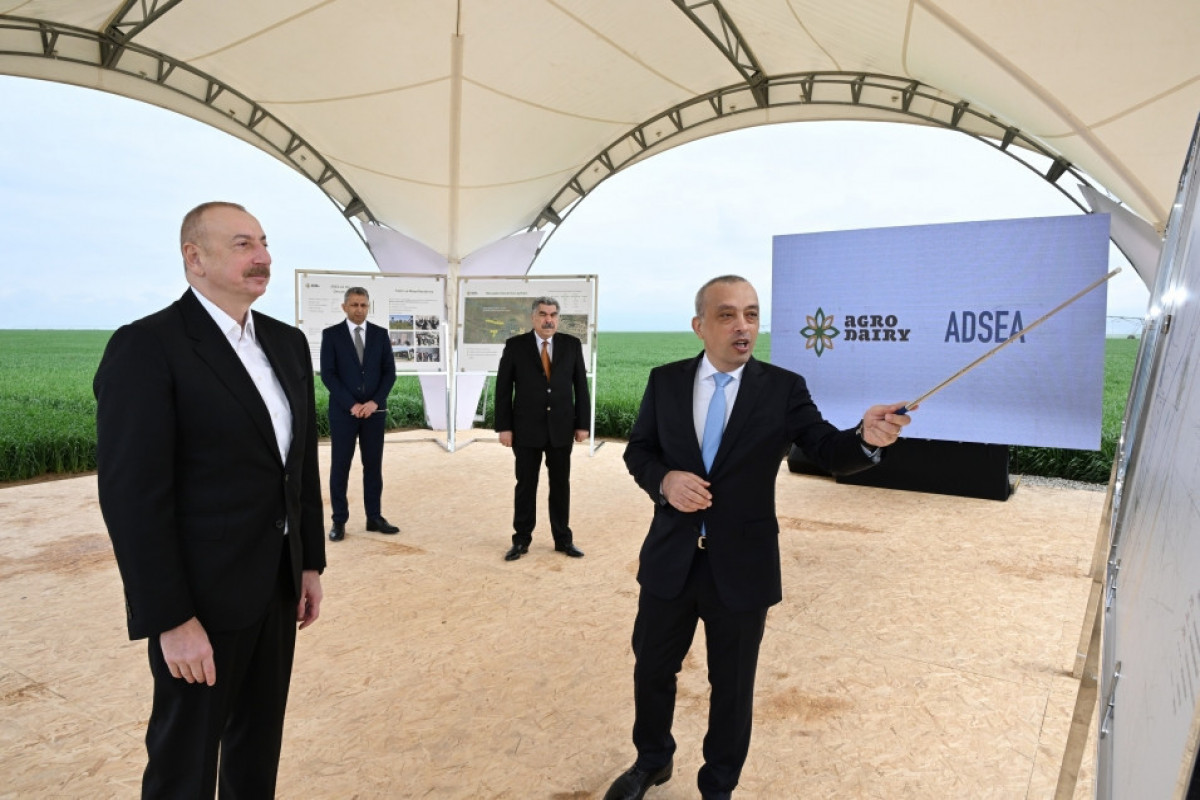 President Ilham Aliyev visited complex of irrigation facilities aimed at delivering water to land owned by “Agro Dairy” LLC in Hajigabul