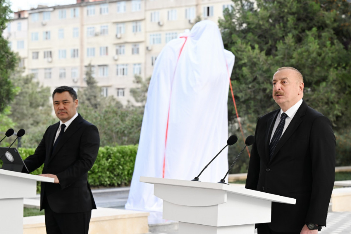 President Ilham Aliyev and President Sadyr Zhaparov attended unveiling ceremony of monument to Chingiz Aitmatov in Baku -UPDATED-1 