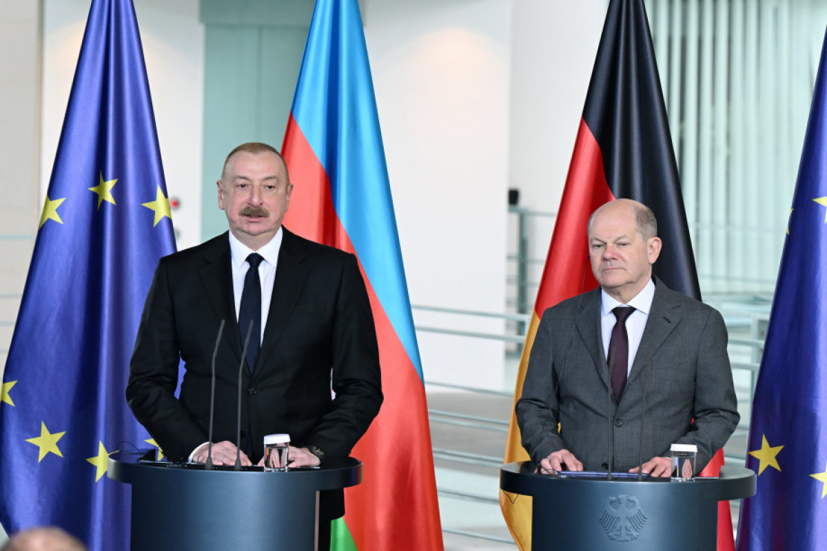 Ilham Aliyev, President of the Republic of Azerbaijan and Olaf Scholz, Chancellor of the Federal Republic of Germany