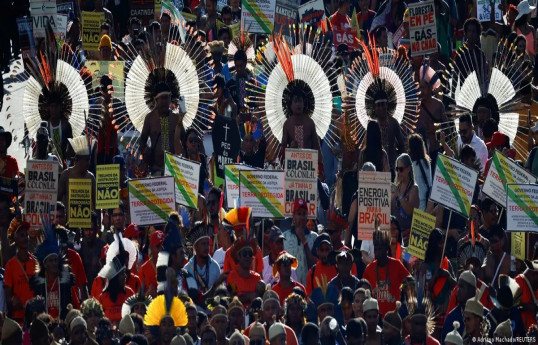 Indigenous people protest over ancestral lands in Brazil