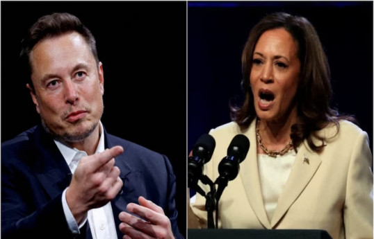 Elon Musk, CEO of Tesla Motors, Owner of X and Kamala Harris, U.S. Vice President