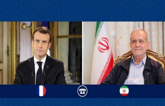Emmanuel Macron, President of France and Masoud Pezeshkian, President of the Islamic Republic of Iran