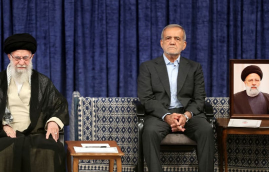Iran's Supreme Leader Ayatollah Ali Khamenei and Iran's new president, Masoud Pezeshkian