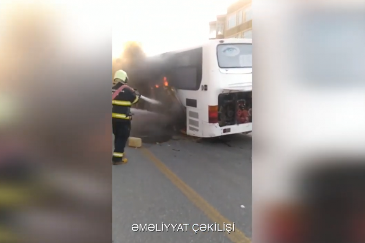 Passenger bus caught fire in Baku-VIDEO 