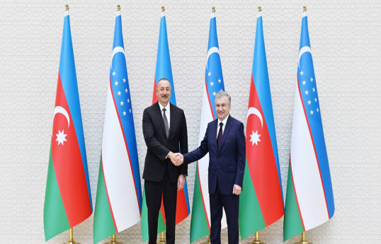 Ilham Aliyev, Azerbaijani President and Shavkat Mirziyoyev, Uzbek President