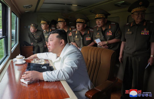 DPRK top leader oversees test-firing of rocket launcher