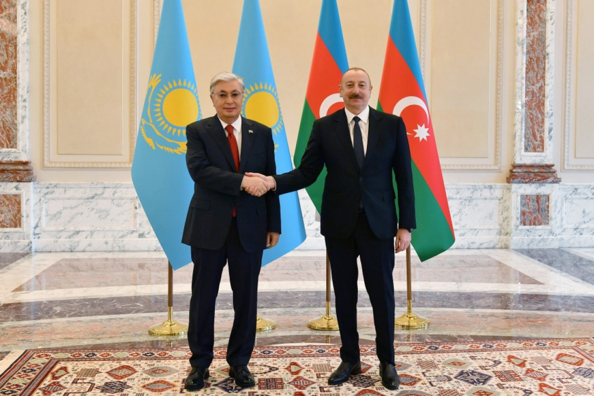 The President of Kazakhstan Kasim-Jomart Tokayev and the President of the Republic of Azerbaijan Ilham Aliyev