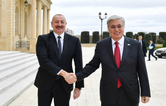 Ilham Aliyev, President of Azerbaijan and President of Kazakhstan Kasim-Jomart Tokayev