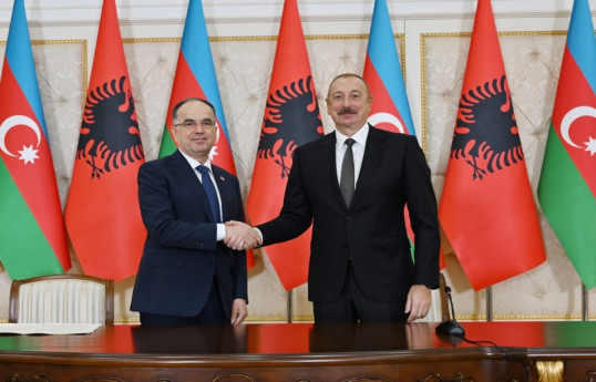 President of the Republic of Albania Bajram Begaj and President of the Republic of Azerbaijan Ilham Aliyev
