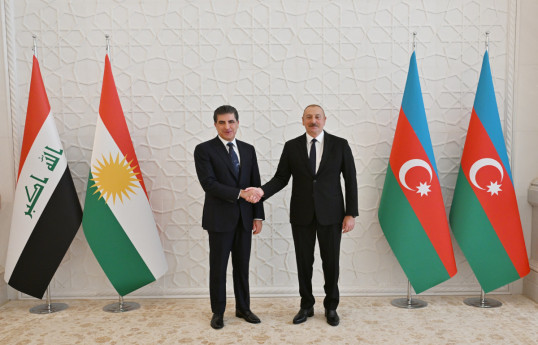President of Kurdistan Region Nechirvan Barzani and President of the Republic of Azerbaijan Ilham Aliyev