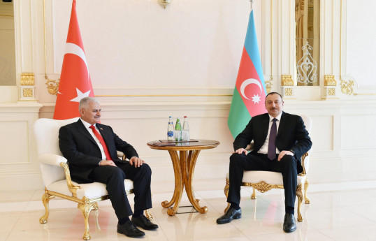 Binali Yıldırım, Chairman of Council of Elders of the Organization of Turkic States, member of Nizami Ganjavi International Center and Ilham Aliyev, President of the Republic of Azerbaijan