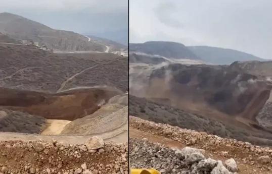9 workers trapped in massive landslide in Turkish gold mine-VIDEO 