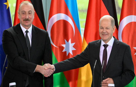 Ilham Aliyev, President of the Republic of Azerbaijan and Olaf Scholz, Chancellor of Germany