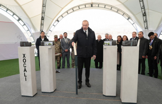 Azerbaijani President Ilham Aliyev laid the foundation of the genocide memorial in Khojaly and met with representatives of the district community-UPDATED-3 