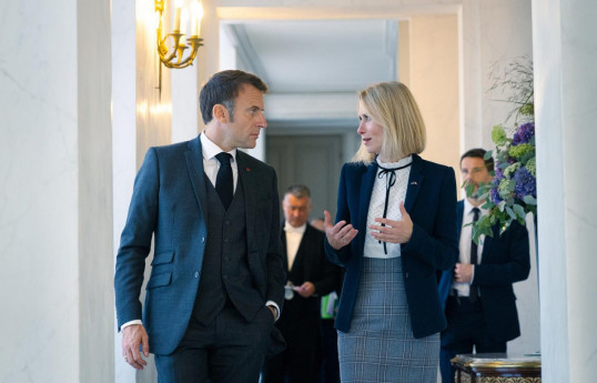 French President Emmanuel Macron Estonian Prime Minister Kaja Kallas