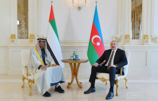 Sheikh Mohamed bin Zayed Al Nahyan, President of the United Arab Emirates and Ilham Aliyev, President of the Republic of Azerbaijan