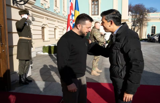 Volodymyr Zelenskyy, President of Ukraine and Rishi Sunak, Prime Minister of the United Kingdom