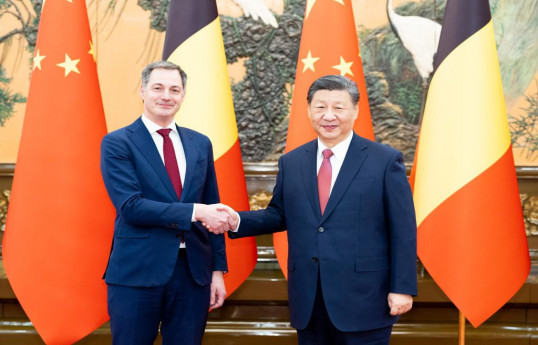 Alexander De Croo, Prime Minister of the Kingdom of Belgium and Xi Jinping, President of People's Republic of China