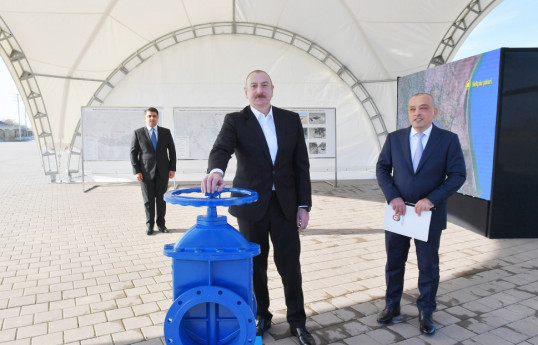 President Ilham Aliyev participated in ceremony for commissioning of drinking water supply systems in Neftchala-UPDATED 
