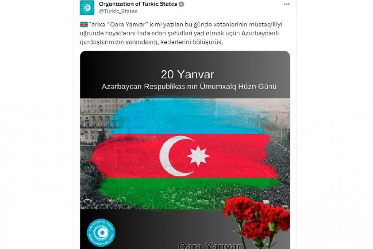 Organization of Turkic States shares a post in connection with of January 20 tragedy