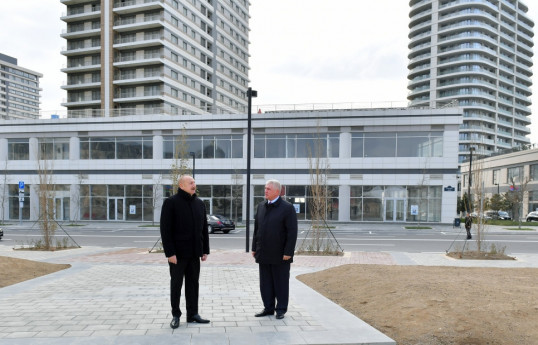 President Ilham Aliyev familiarized himself with construction and redevelopment works, as well as conditions created in Office building in Central Park Quarter of Baku White City -UPDATED 
