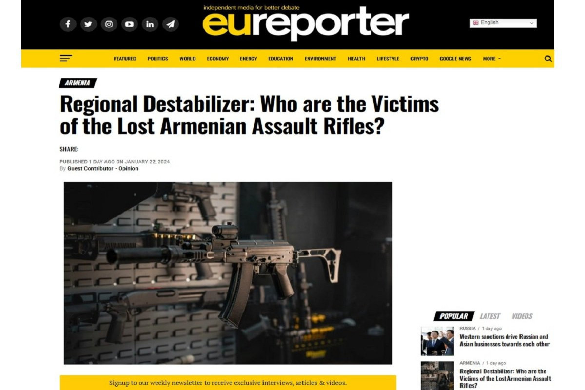 17,000 assault rifles missing in Armenia after II Garabagh War may fall into hands of Iran - Media