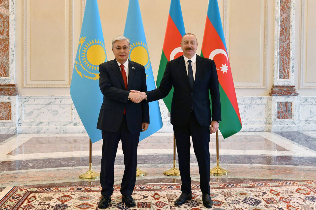 Kazakhstan’s President Kassym-Jomart Tokayev and Ilham Aliyev, President of Azerbaijan