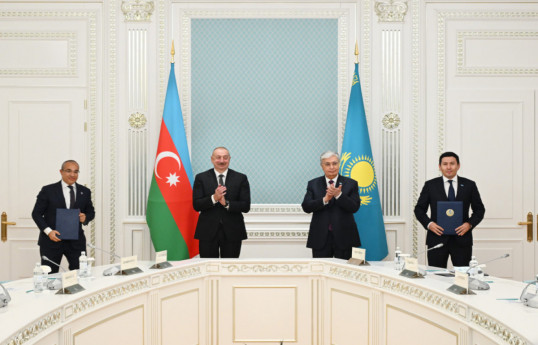 Astana hosts exchange ceremony of the Shareholders' Agreement signed between Azerbaijan and Kazakhstan