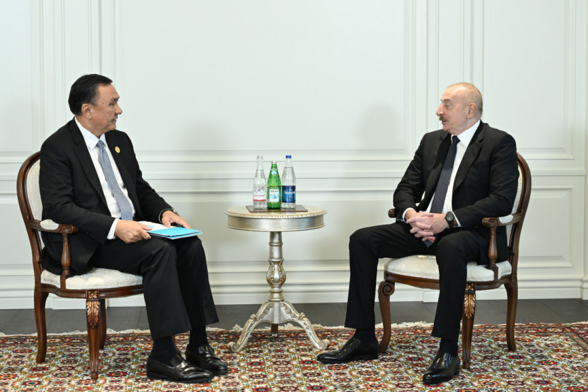 Secretary General of the Organization of Turkic States Kubanychbek Omuraliev and President of the Republic of Azerbaijan Ilham Aliyev