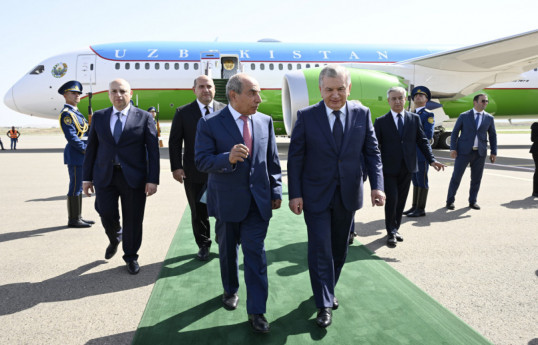 President of Uzbekistan Shavkat Mirziyoyev arrives in Azerbaijan