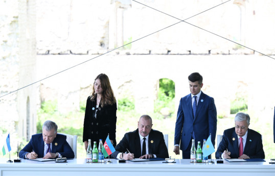 A ceremony of signing Garabagh Declaration of Informal Summit of Organization of Turkic States was held in Shusha