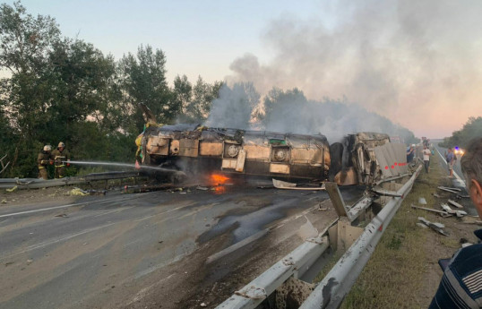 14 killed after oil truck collides with minibus in western Ukraine