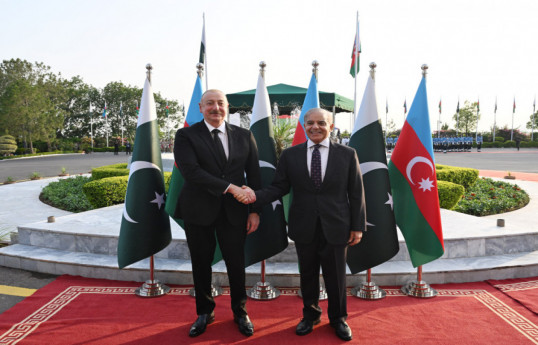 Ilham Aliyev, President of the Republic of Azerbaijan and Muhammad Shehbaz Sharif, Prime Minister of Pakistan