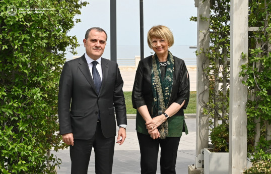 Jeyhun Bayramov, the Minister of Foreign Affairs of the Republic of Azerbaijan and OSCE Secretary General Helga Maria Schmid