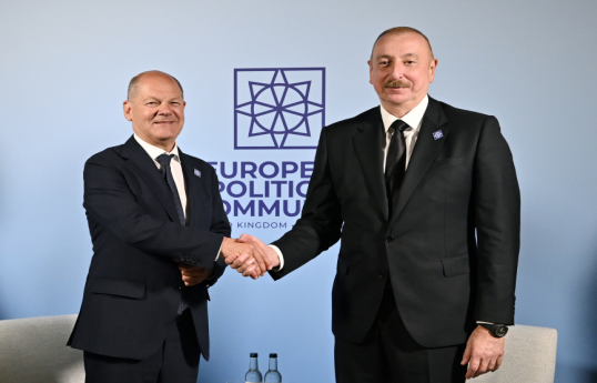 Olaf Scholz, German Chancellor and Ilham Aliyev, Azerbaijani President