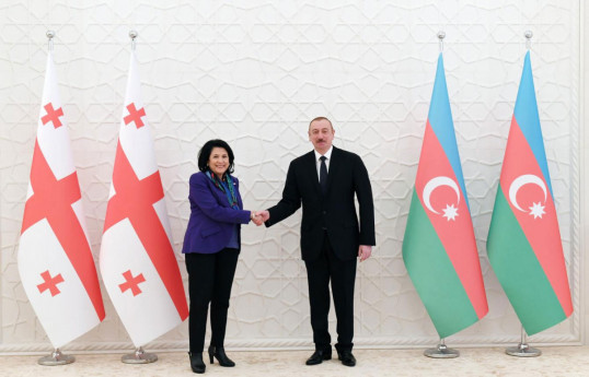 President of Georgia Salome Zurabishvili and President of Azerbaijan Ilham Aliyev