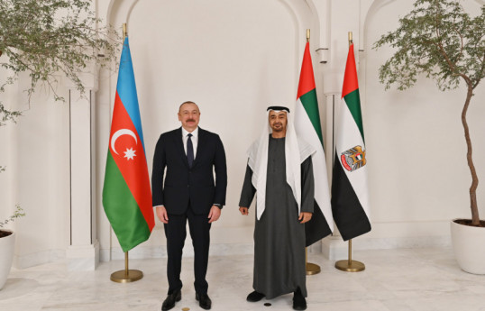 resident of the Republic of Azerbaijan Ilham Aliyev and President of the United Arab Emirates Sheikh Mohammed bin Zayed Al Nahyan