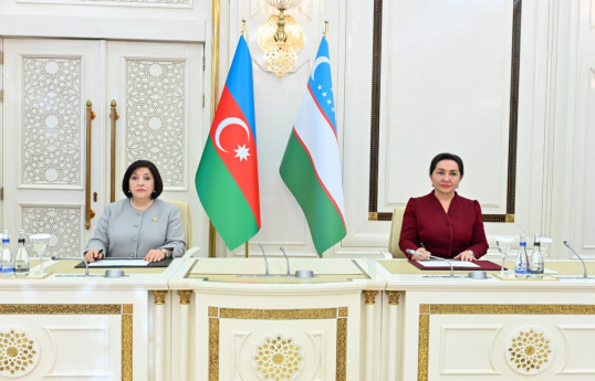 Speaker of the Milli Majlis, Sahiba Gafarova and Chairperson of the Senate of the Oliy Majlis of the Republic of Uzbekistan Tanzila Narbayeva