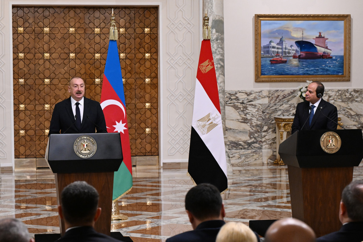 Azerbaijani President Ilham Aliyev and President of Egypt made joint press statements