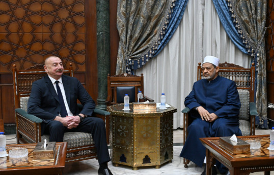President Ilham Aliyev presented album to Grand Sheikh of al-Azhar al-Sharif reflecting destruction committed by Armenia in Azerbaijan's territories liberated from occupation-VIDEO 