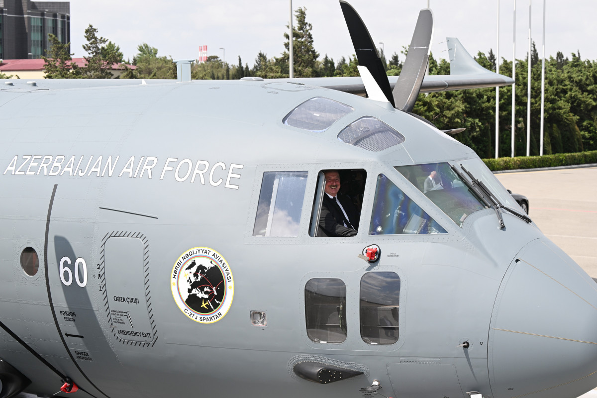 President Ilham Aliyev was presented with military transport aircraft produced by Italian "Leonardo" company
