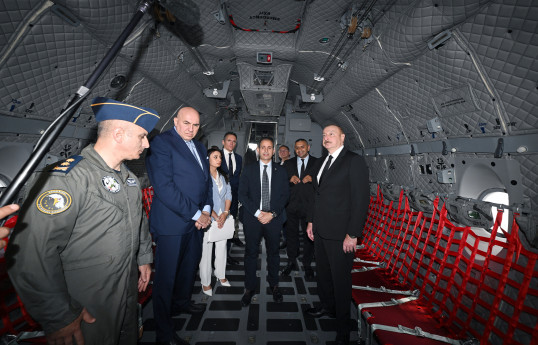 President Ilham Aliyev was presented with military transport aircraft produced by Italian "Leonardo" company