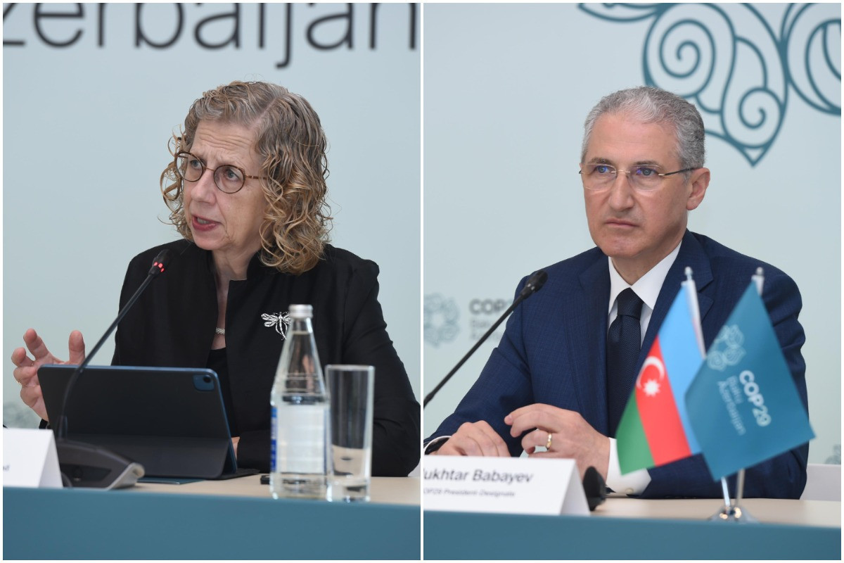 Under-Secretary-General of the United Nations and Executive Director of the United Nations Environment Programme Inger Andersen and President-designate of COP29, Minister of Ecology and Natural Resources of the Republic of Azerbaijan Mukhtar Babayev