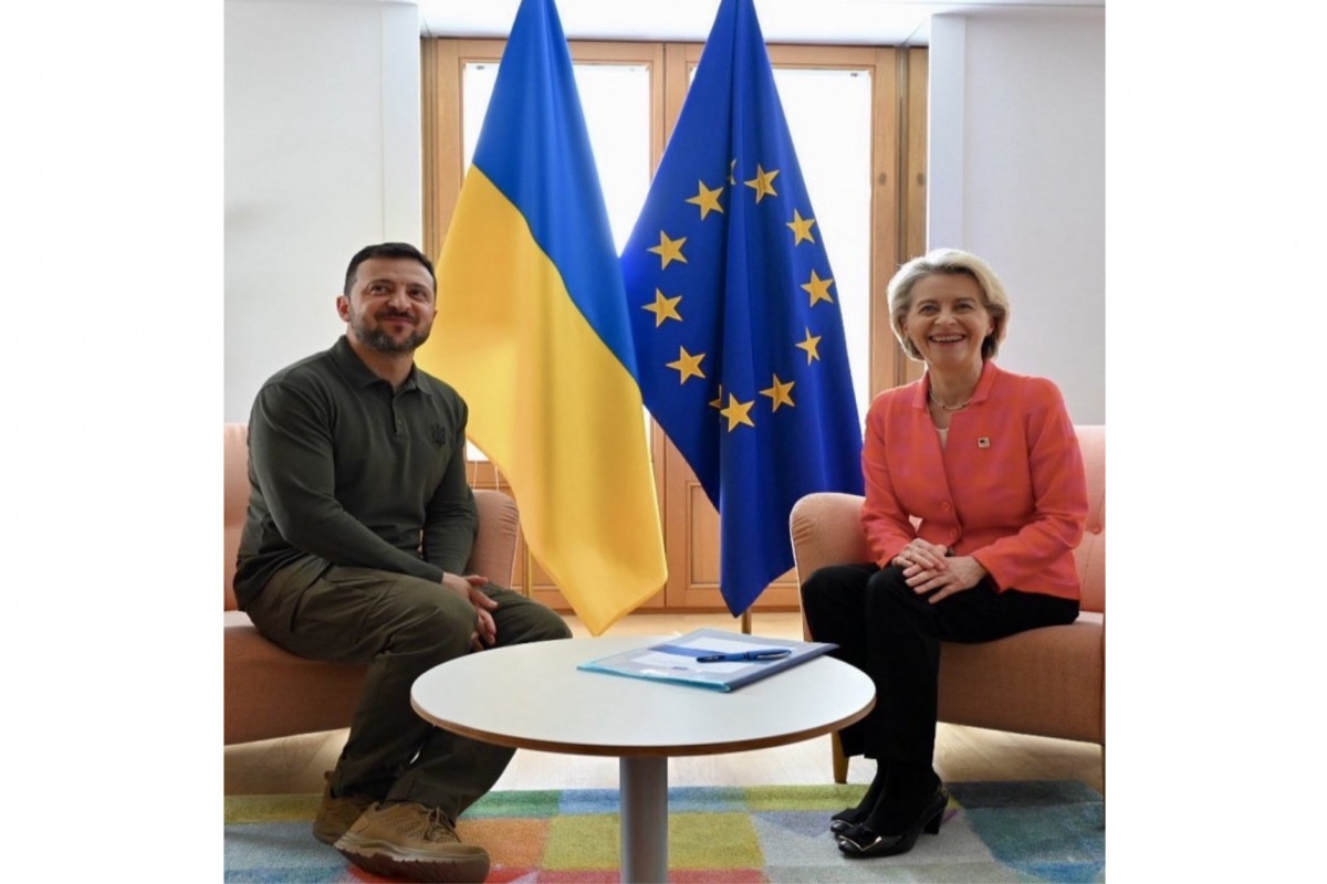 Volodymyr Zelenskyy, President of Ukraine and Ursula von der Leyen, President of the European Commission
