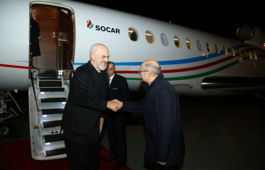 Albanian Prime Minister Edi Rama arrives in Azerbaijan for a working visit